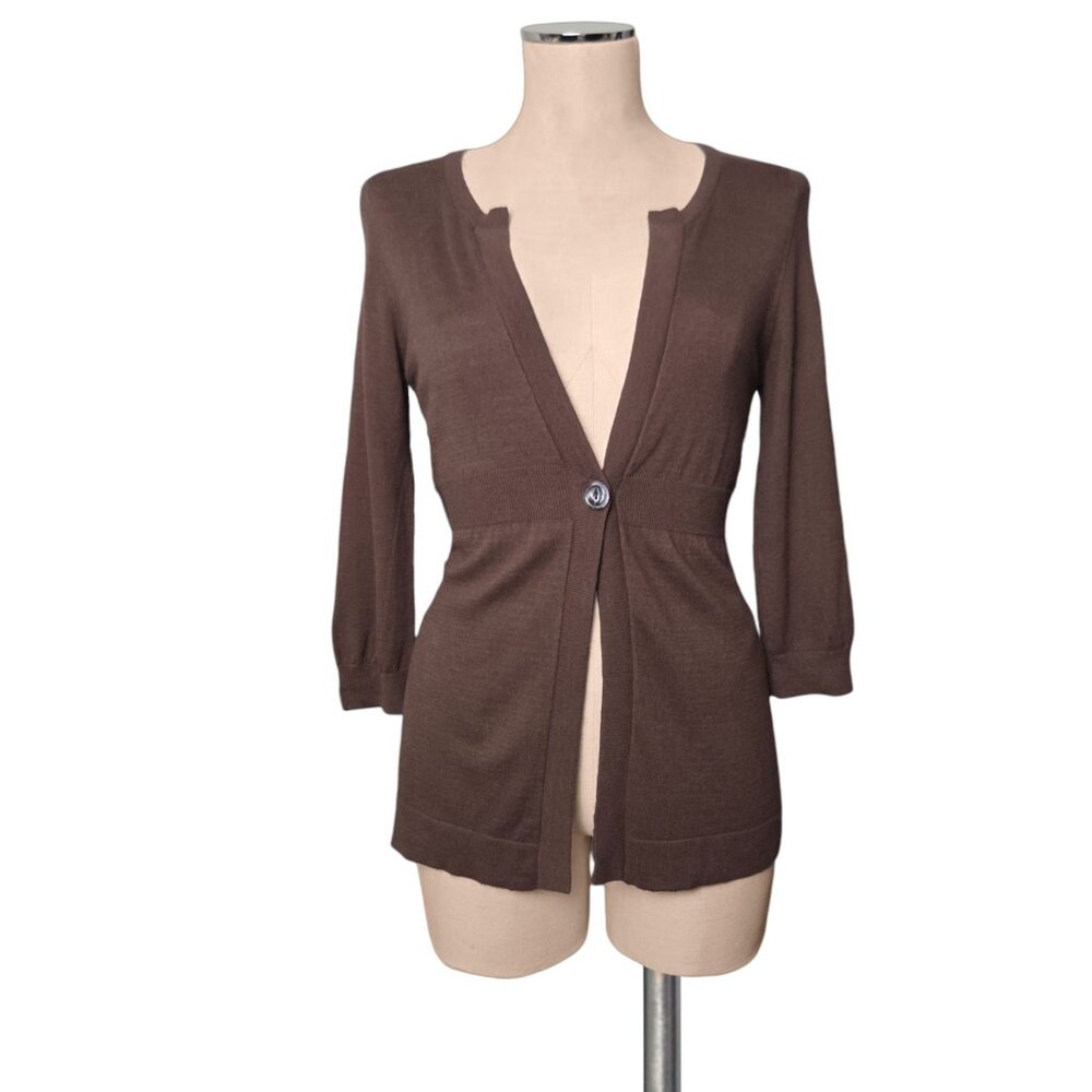VINCE Brown Single Button Cashmere Blend Cardigan Sweater S